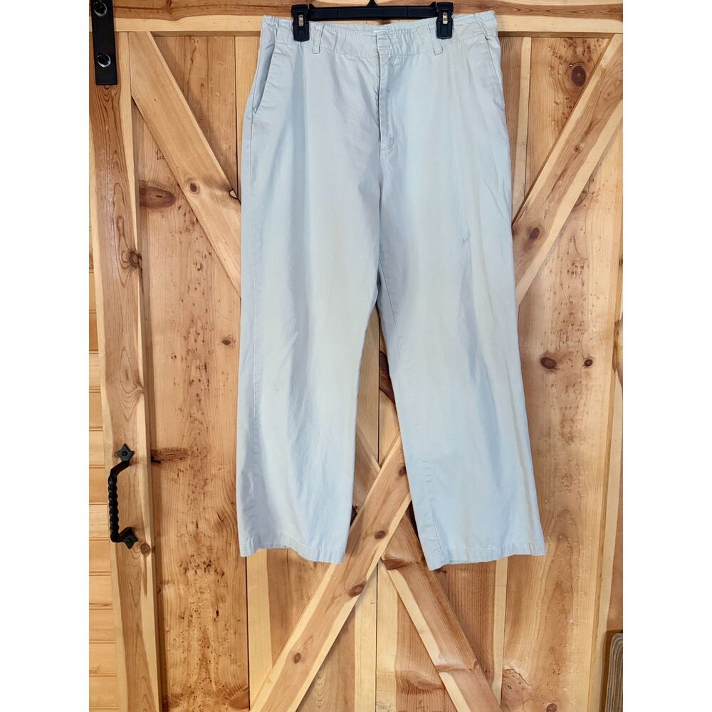 Y2K Calvin Klein Jeans Khaki Chino Pants Beige Wide Leg Casual Sz 16 100% Cotton